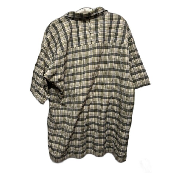 Adventure The North Face Men’s Short Sleeve Button Up Shirt XL Green Gray Plaid - Picture 2 of 16